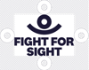 Image shows how to position the logo. The circle of the iris is arranged as a 'spacer' around a block of the logo and the words Fight for Sight. 