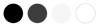 Neutral colour palette - three circles left to right: black, dark grey, off white and white