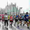 Runners taking part in the Milano Marathon