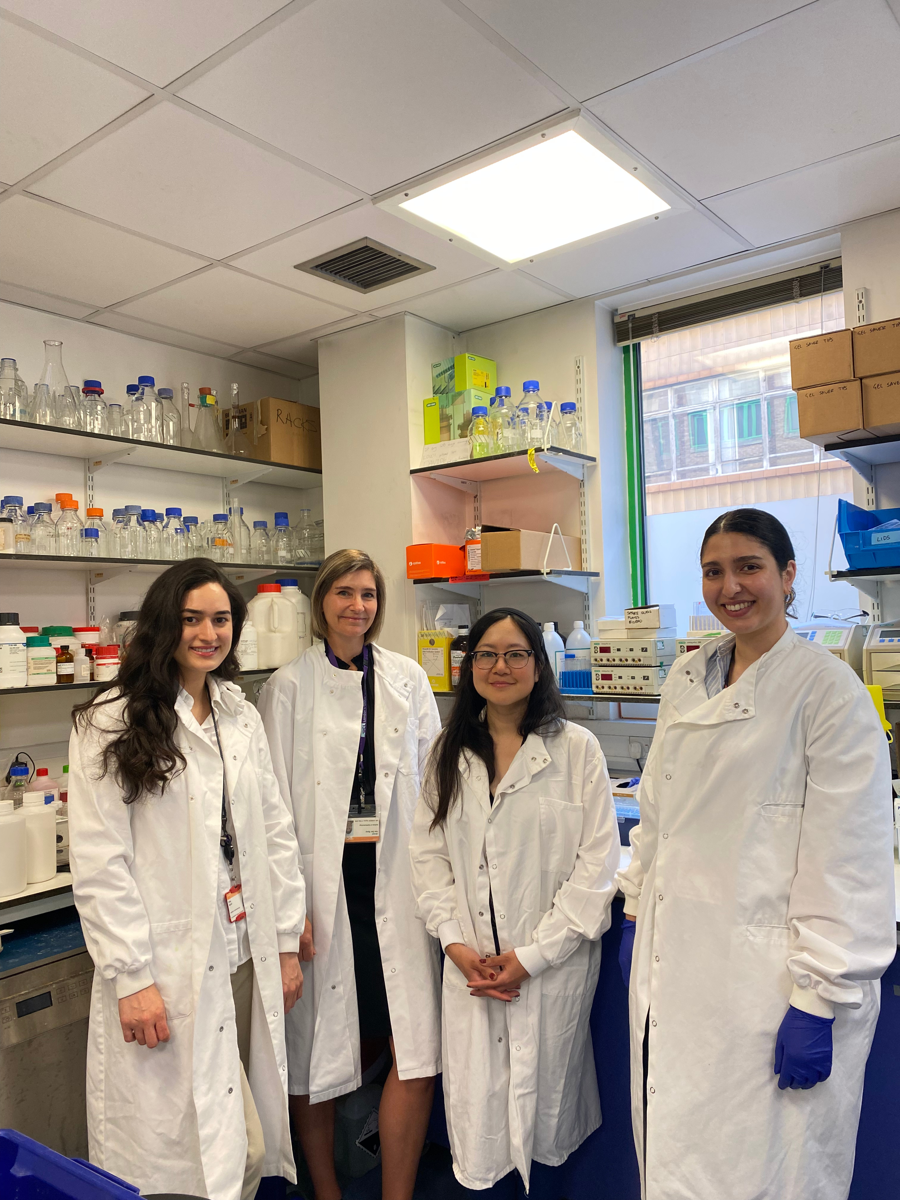 Professor van der Spuy with some of her team in the lab
