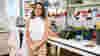 Gemma Owen standing in a research lab.
