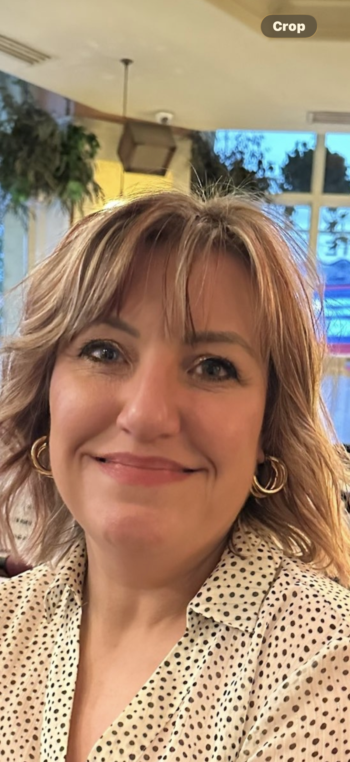 A close up photo of Jo's face.
