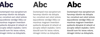 Example type in Dark Blue, Dark Grey and Black.