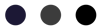 Three large dots of Dark Blue, Dark Grey and Black.
