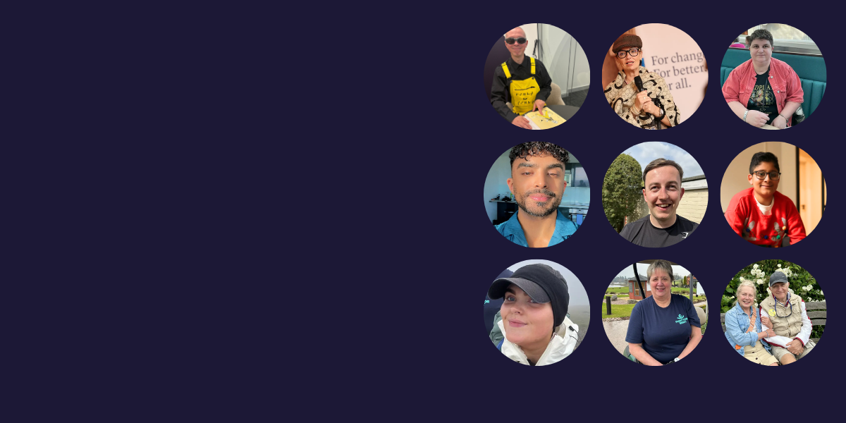 A grid of photos of nine different people who are living with Sight Loss and have shared their Real life stories Fight for Sight