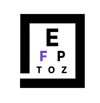 Icon representing an eye chart with letters become smaller top to bottom