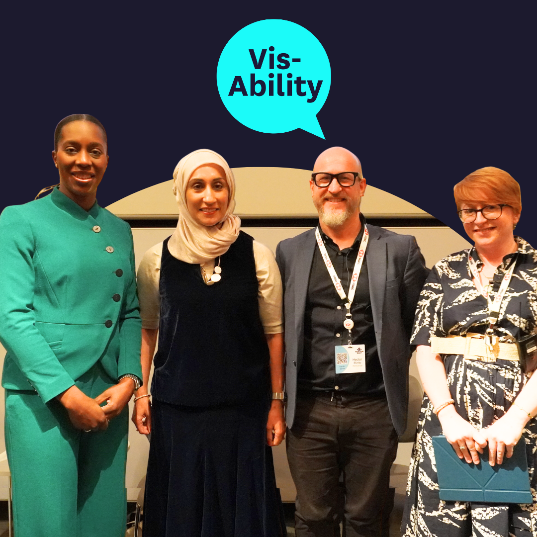 Vis-Ability Panelists at Westminster 2026 - left to right Florence Eshalomi, Sumaira Latif, Hector Minto, Jess Flack