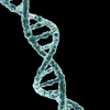 A lit up DNA helix against a black background.