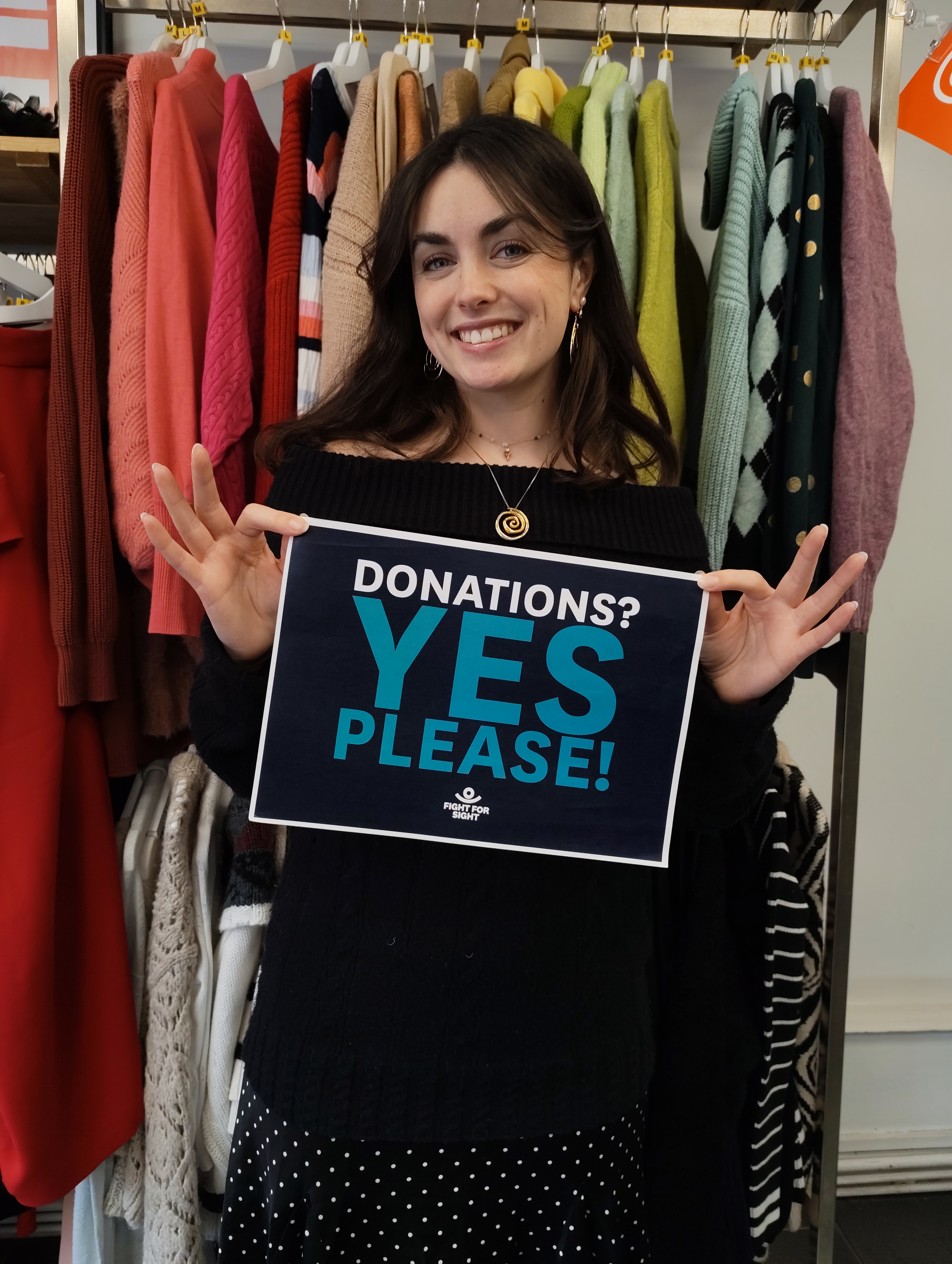 Emily Donations Yes Please in charity shop Fight for Sight