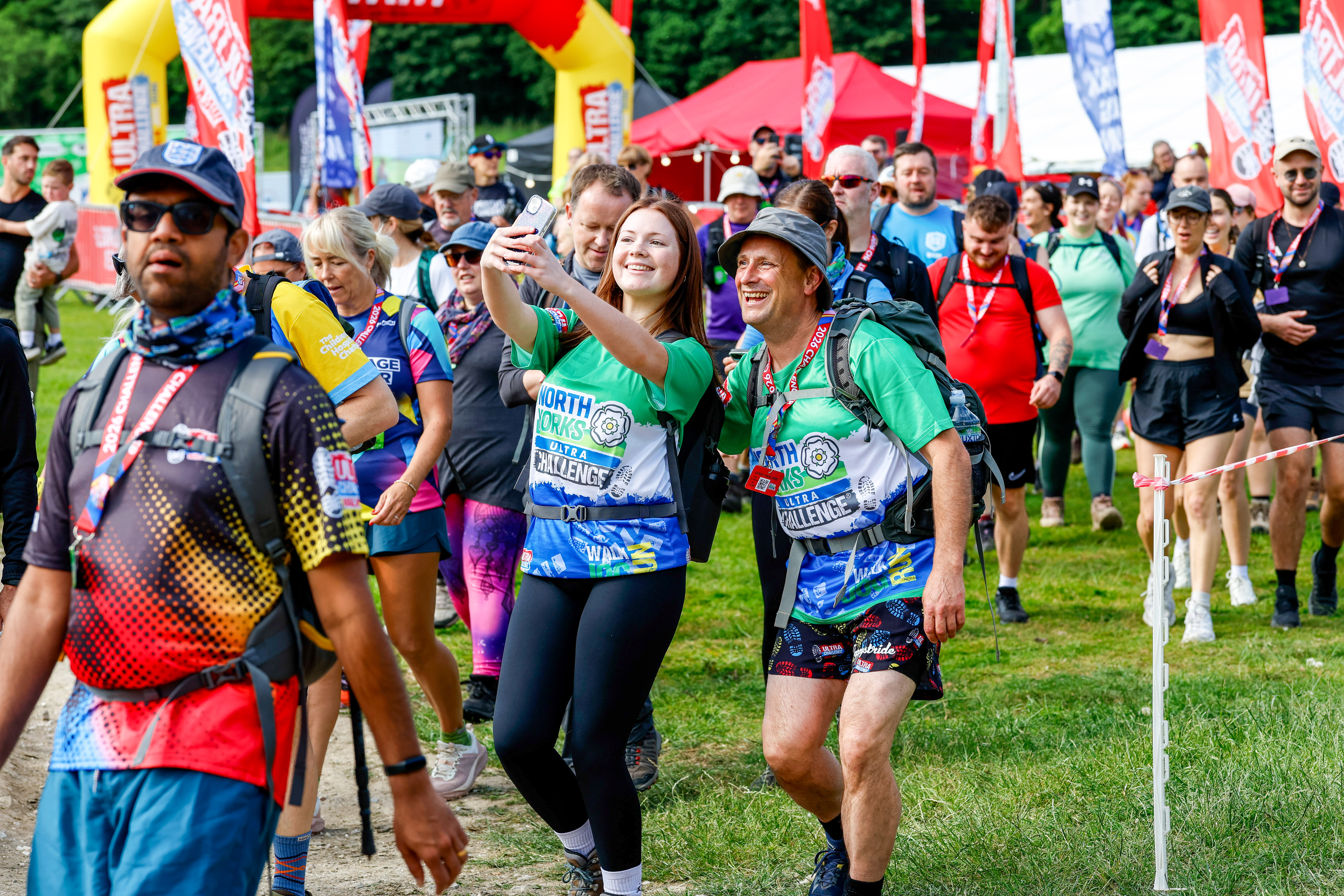 Walkers taking a selfie after starting the North Yorks Ultra Challenge