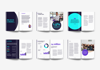 Example spreads showing the application of the brand including colours in a brochure
