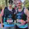 Two Fight for Sight supporters smiling before taking part in the London Marathon